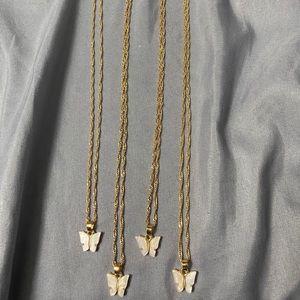 Butterfly Pendant Necklace in White